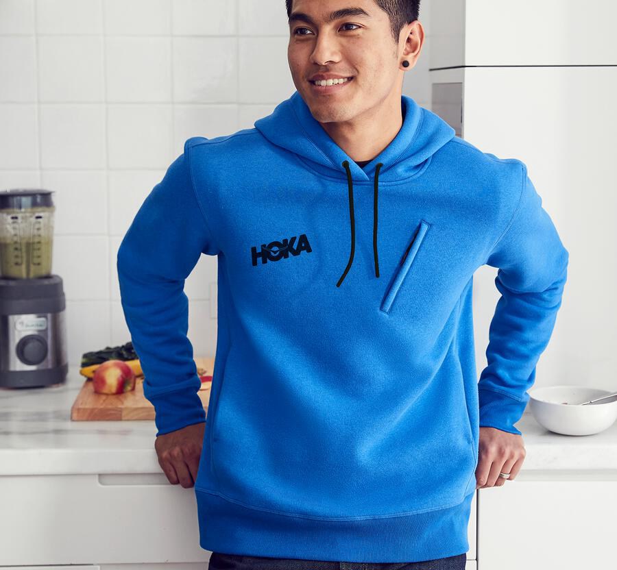 Sudadera Con Capucha Hoka One One Hombre - Performance - Azules - VLR536470